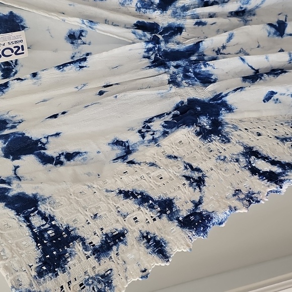 Blue and White Tie-Dye Mini Dress - Picture 2 of 7